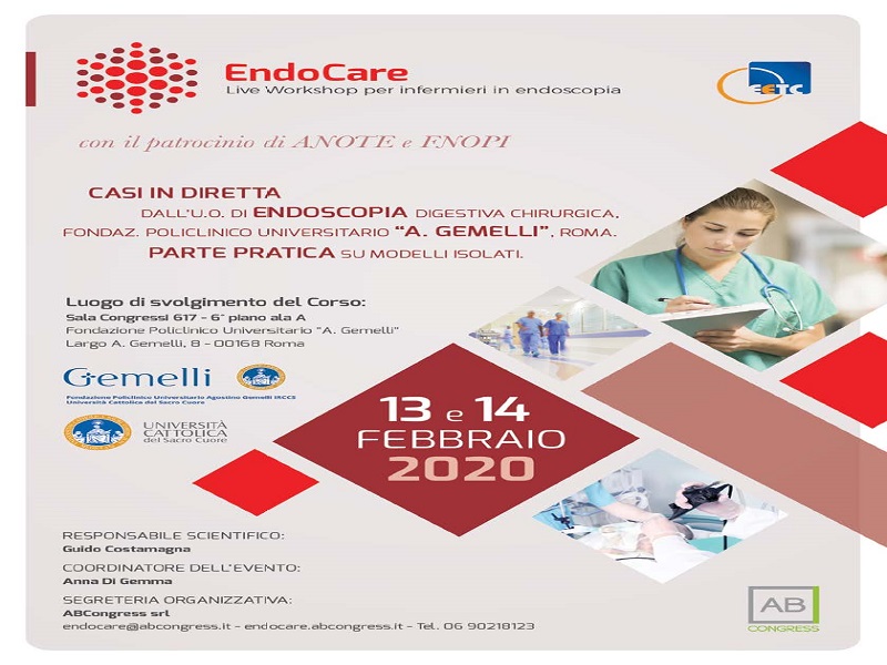 13-14 Febbraio 2020, ENDOCARE – LIVE WORKSHOP PER INFERMIERI IN ENDOSCOPIA